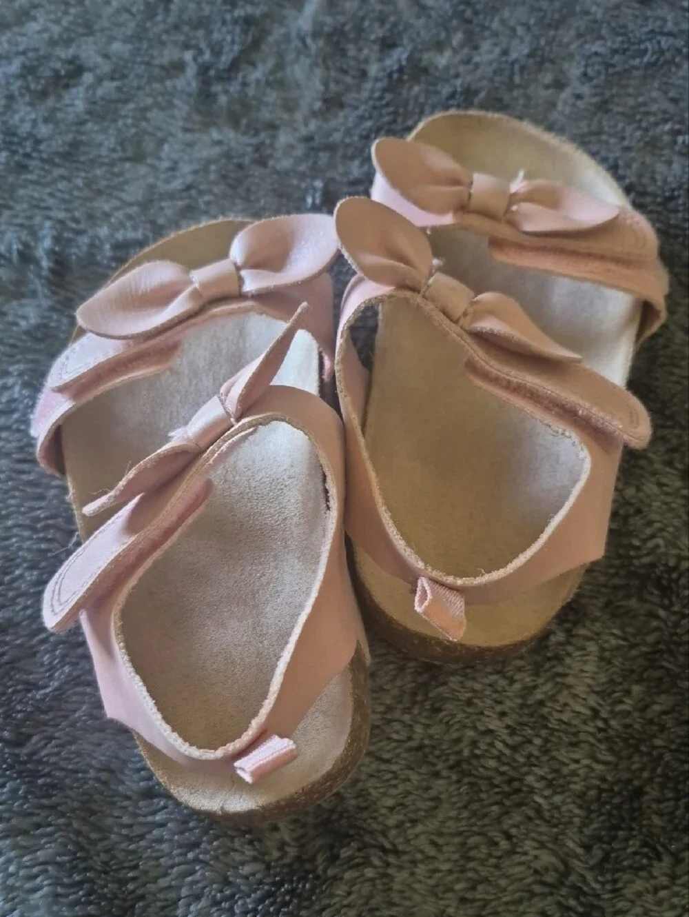 Girls Pink Bow Sandals - Soft Strap Kids Sandals Size 9